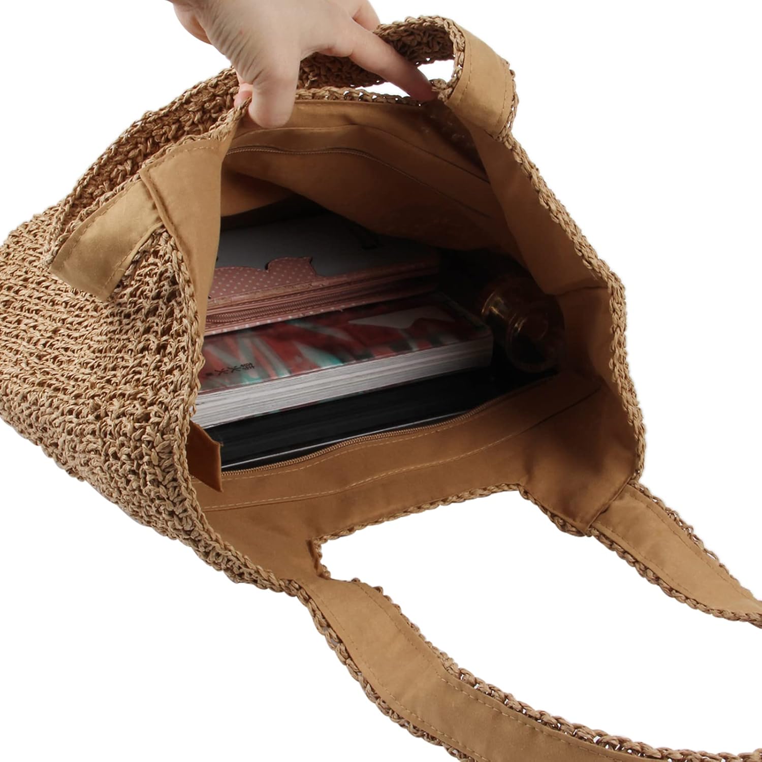 Straw Beach Bag for Women Summer Woven Tote Bag – Singyoung Leather ...