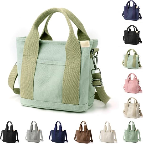 Canvas Tote Bags for Women Travel Tote Handbag Shoulder Bag with Zipper Crossbody Purse for Office Travel School - Image 6