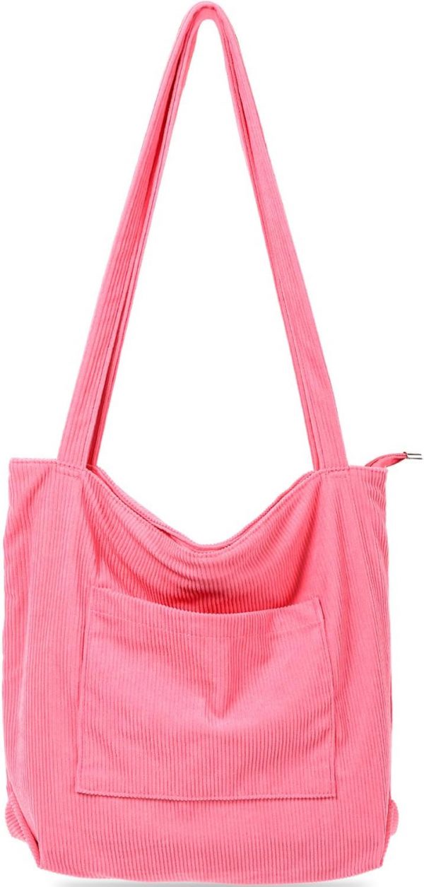 Women Corduroy Tote Bag, Large Shoulder Hobo Bags Casual Handbags Big Capacity Shopping Work Bag - Image 7