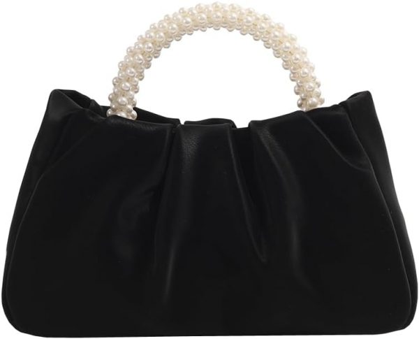 Beatfull Evening Purse Women Small Pearl Handbags Soft Leather Ruched Bag Wedding Bridal Clutch Party Prom Crossbody Purses - Image 6