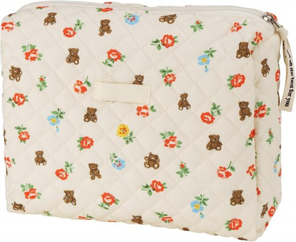 Makeup Cosmetic Bag,Cotton Large Travel Organizer Toiletry Bag for Women for Toiletries Accessories Brushes