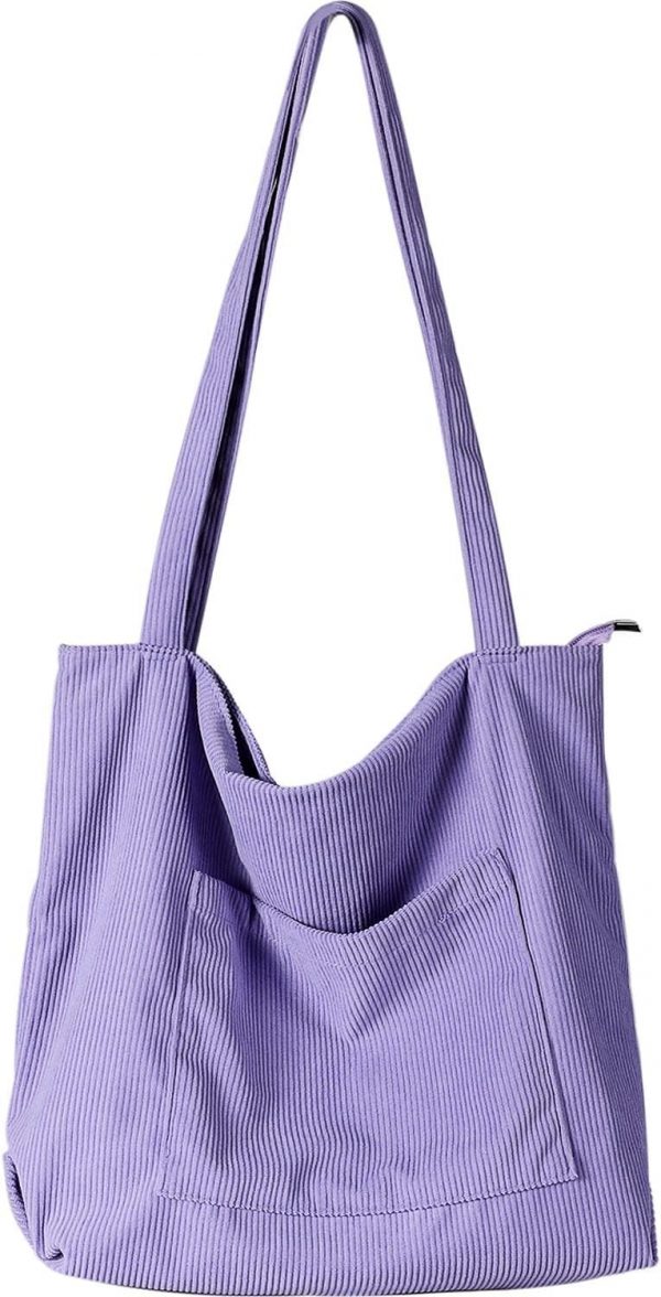 Women Corduroy Tote Bag, Large Shoulder Hobo Bags Casual Handbags Big Capacity Shopping Work Bag - Image 4