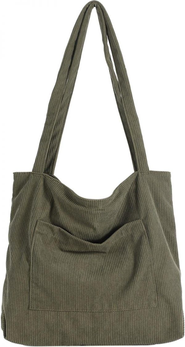 Women Corduroy Tote Bag, Large Shoulder Hobo Bags Casual Handbags Big Capacity Shopping Work Bag - Image 5