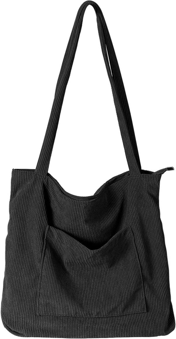 Women Corduroy Tote Bag, Large Shoulder Hobo Bags Casual Handbags Big Capacity Shopping Work Bag - Image 6