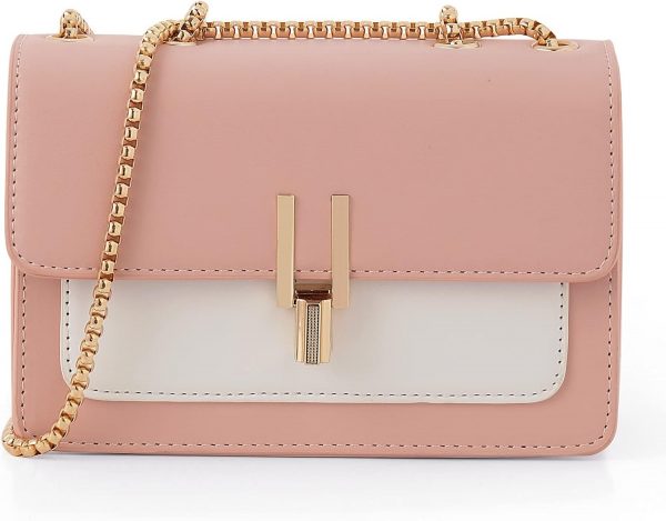 Color-Block Crossbody Bags for Women Leather Cross Body Purses Cute Designer Handbags Shoulder Bag Medium Size