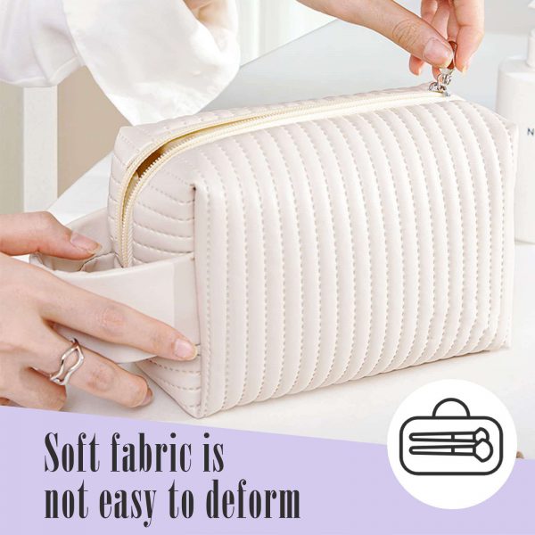 Custom Logo Makeup Brush Bags Clutch Accessories Skincare Organizer Zipper Pouch Waterproof Travel Quilted Cosmetic Bag - Image 2