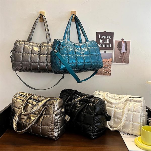 Woven Puffy Bag for Women Cotton Padded Designer Crossbody Bags Puffy Down Knitting Handbag - Image 6