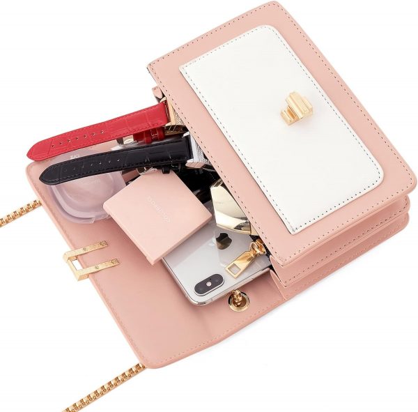 Color-Block Crossbody Bags for Women Leather Cross Body Purses Cute Designer Handbags Shoulder Bag Medium Size - Image 5