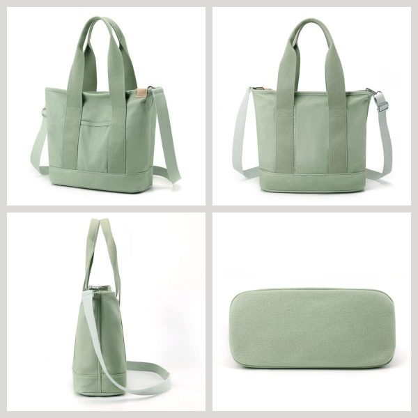 Canvas Tote Bags for Women Travel Tote Handbag Shoulder Bag with Zipper Crossbody Purse for Office Travel School - Image 2