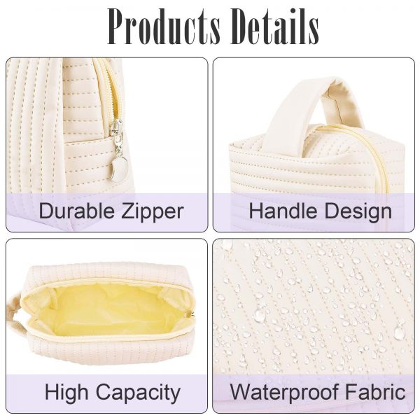 Custom Logo Makeup Brush Bags Clutch Accessories Skincare Organizer Zipper Pouch Waterproof Travel Quilted Cosmetic Bag - Image 4