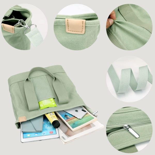 Canvas Tote Bags for Women Travel Tote Handbag Shoulder Bag with Zipper Crossbody Purse for Office Travel School - Image 3