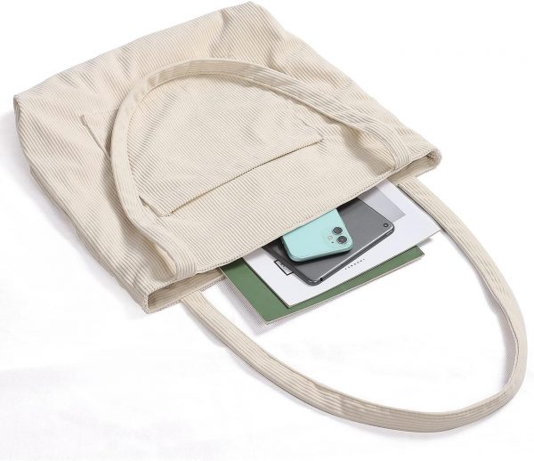 Women Corduroy Tote Bag, Large Shoulder Hobo Bags Casual Handbags Big Capacity Shopping Work Bag - Image 3