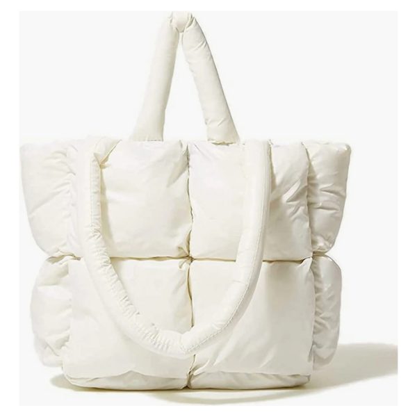 Puffer Tote Bag for Women Quilted Puffy Handbag Light Winter Down Cotton Padded Shoulder Bag