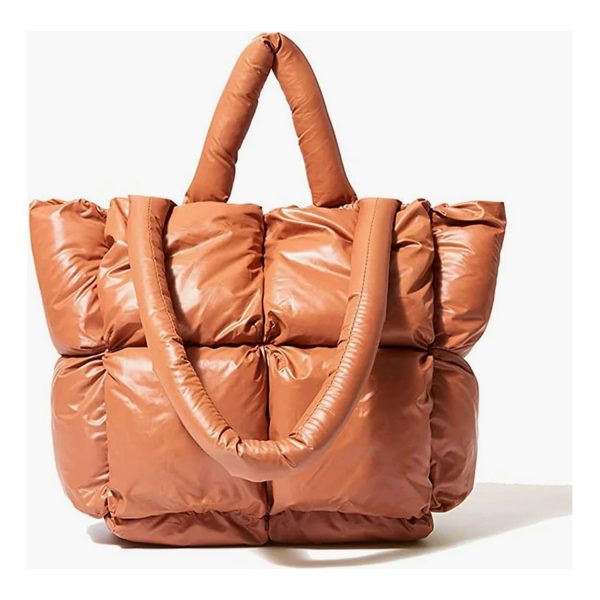 Puffer Tote Bag for Women Quilted Puffy Handbag Light Winter Down Cotton Padded Shoulder Bag - Image 3