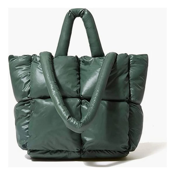 Puffer Tote Bag for Women Quilted Puffy Handbag Light Winter Down Cotton Padded Shoulder Bag - Image 4