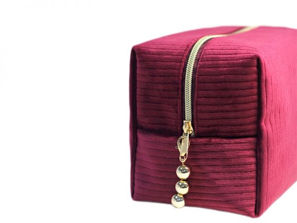 Singyoung Striped Velvet Make-up Bag - Image 4