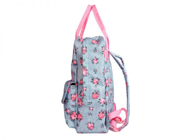 Pink Flower Pattern Casual Backpack - Image 3