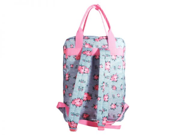 Pink Flower Pattern Casual Backpack - Image 5