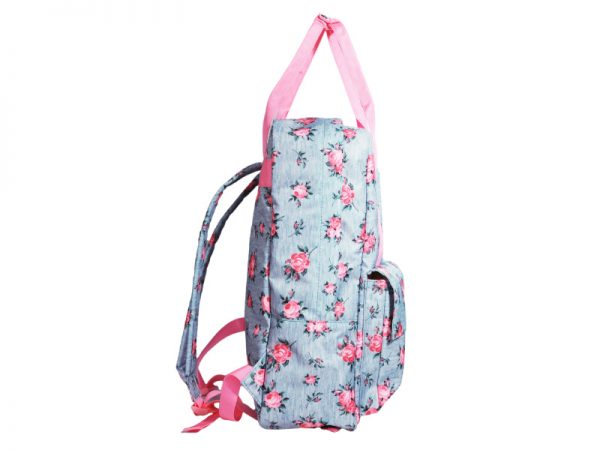 Pink Flower Pattern Casual Backpack - Image 2