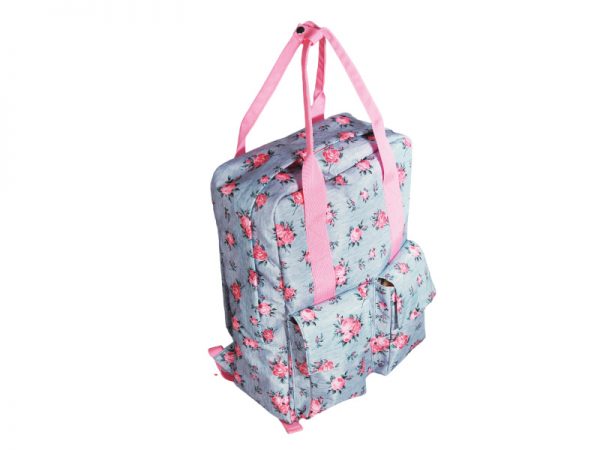 Pink Flower Pattern Casual Backpack - Image 4
