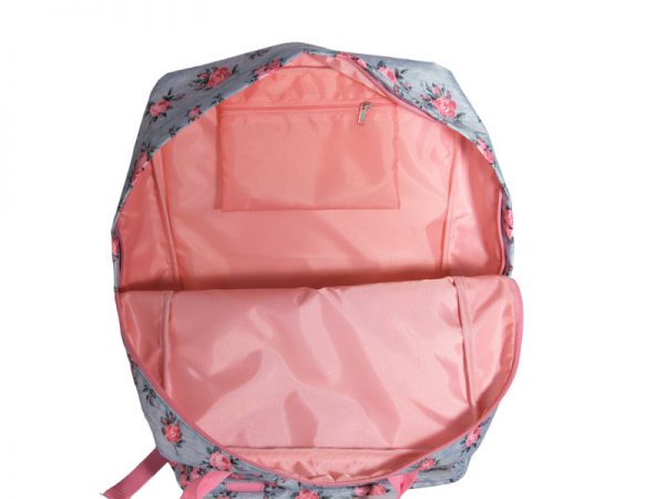 Pink Flower Pattern Casual Backpack - Image 6